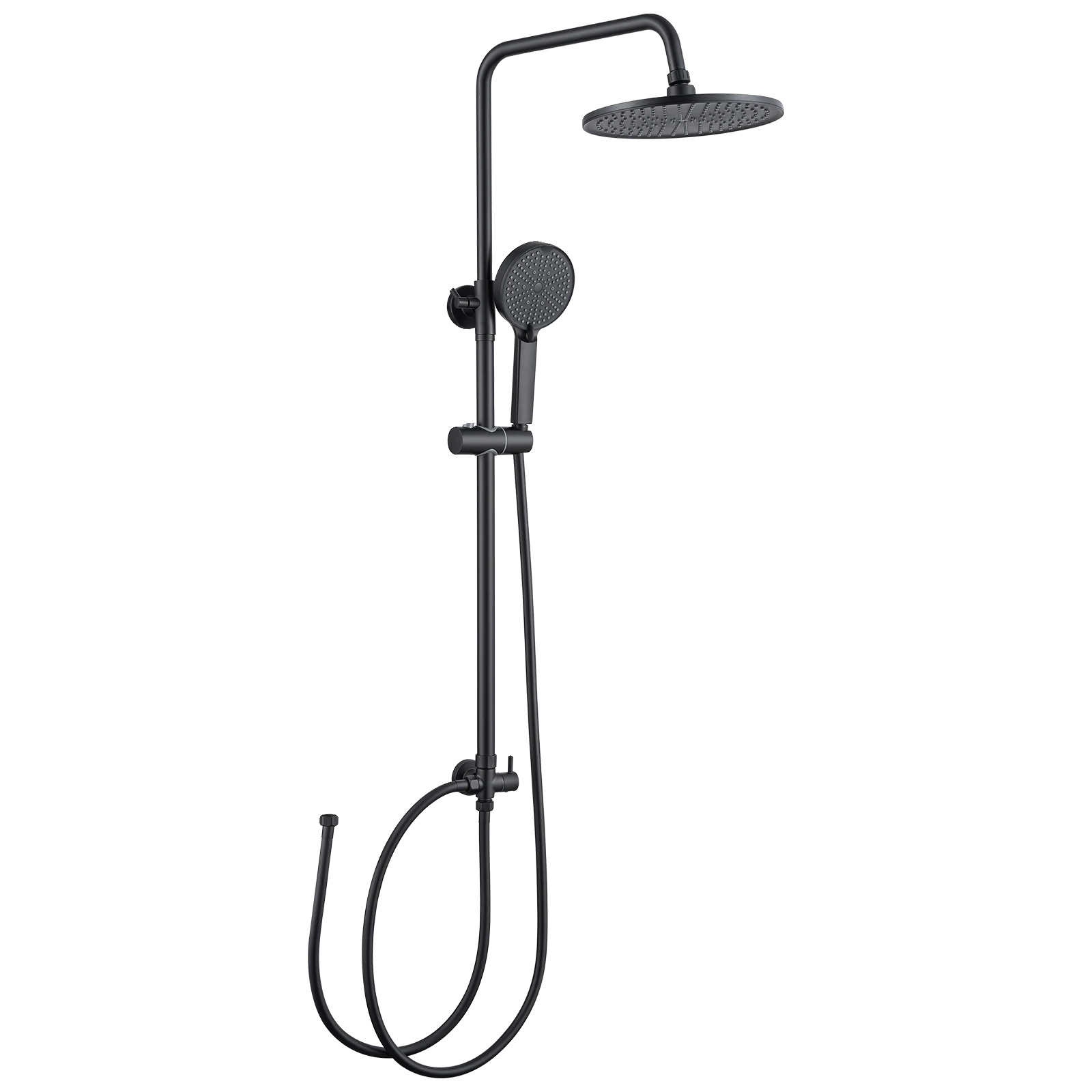 Duschsäule, Höhenverstellbar, Drehbar, Schwarz - 10 Zoll