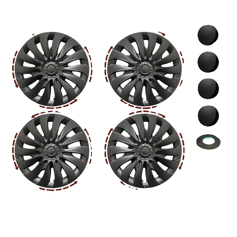 Radkappe, Passend Für Tesla Model 3, Langlebiges Abs-kunststoff, Lr-matte Schwarz, Für Tesla, Für Model 3 Highland