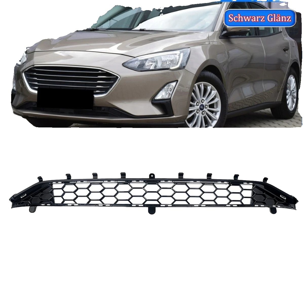 Vordere Untere Kühlergrill, Abs-kunststoff, 124 Cm Länge, 18 Cm Breite, 15,2 Cm Höhe, Kompatibel Mit Ford Focus 2018-2021