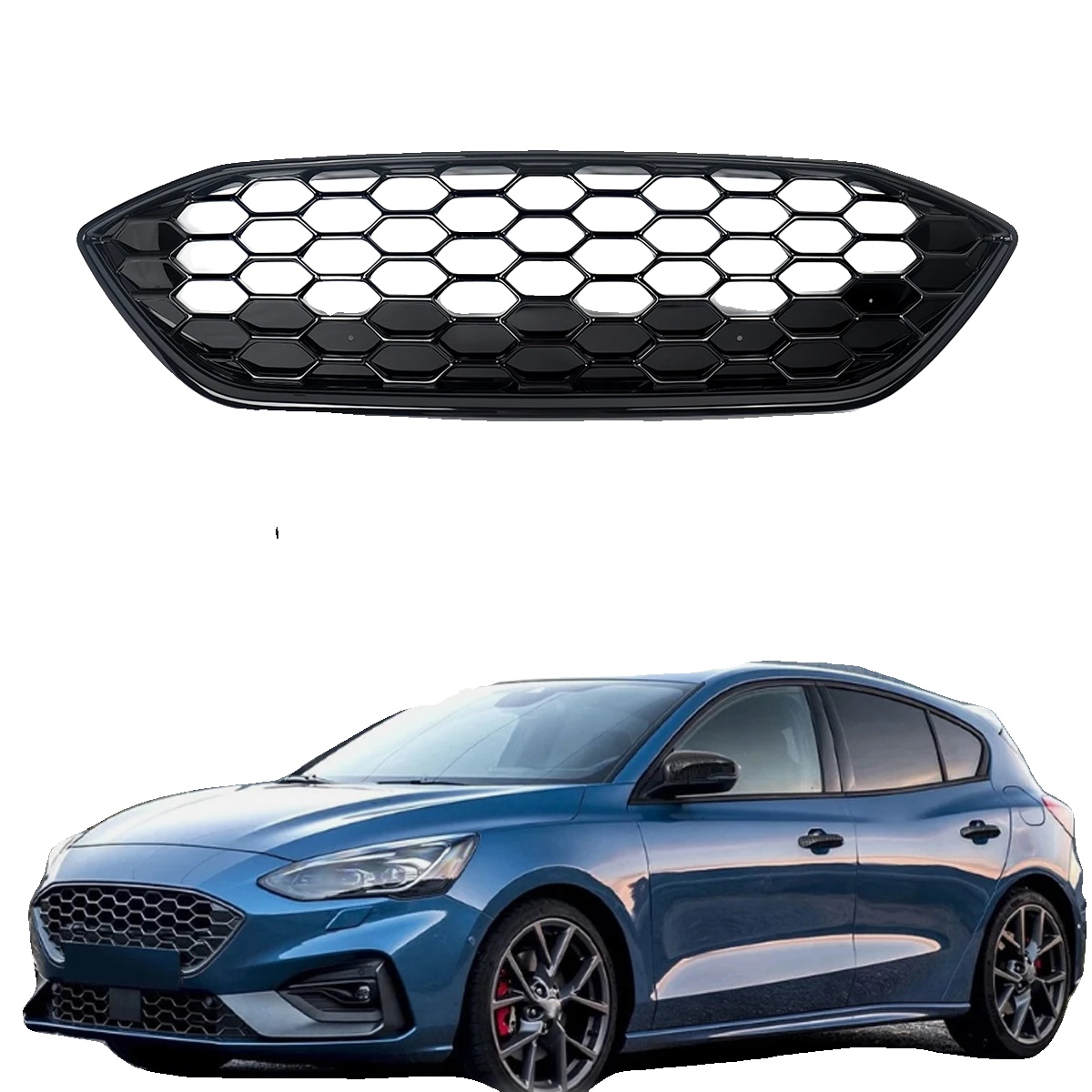 Vordere Obere Kühlergrill, Kompatibel Mit Ford Focus St & St Line Mk4, Direkter Ersatz, 98 X 26 X 11 Cm, Abs-kunststoff, Waben-design