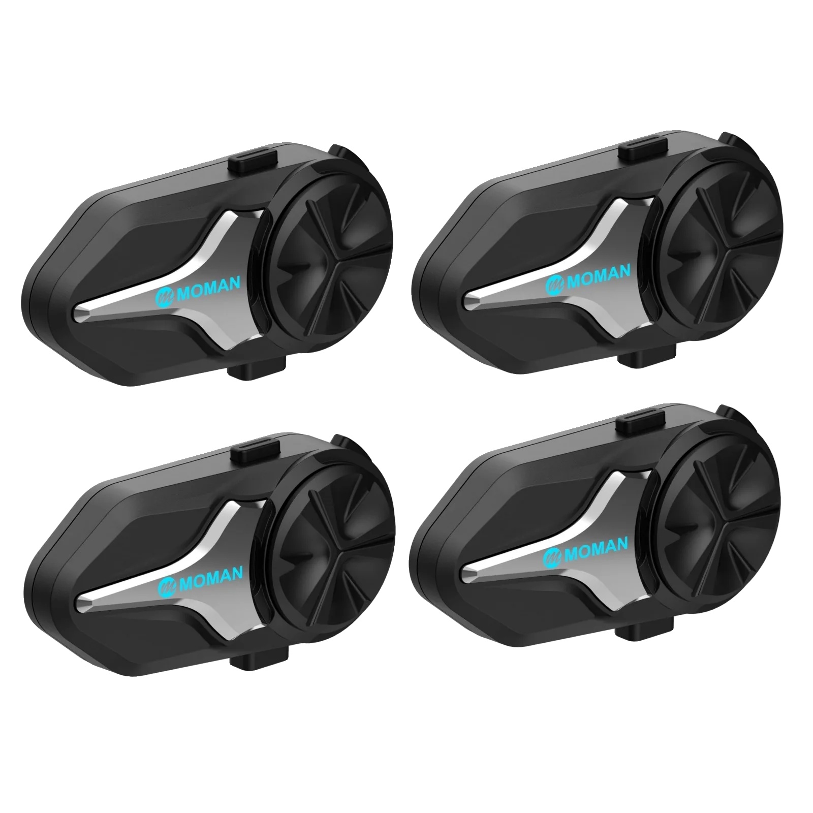 Motorrad Bluetooth Helm Headset, Ip65 Wasserdicht, 2 Km Reichweite, 4 Set
