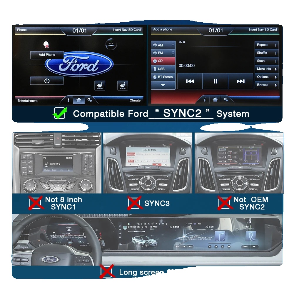 Drahtloses Carplay Android Auto, Nahtlose Smartphone-integration, Hochwertige Audioqualität, Für Ford Sync2