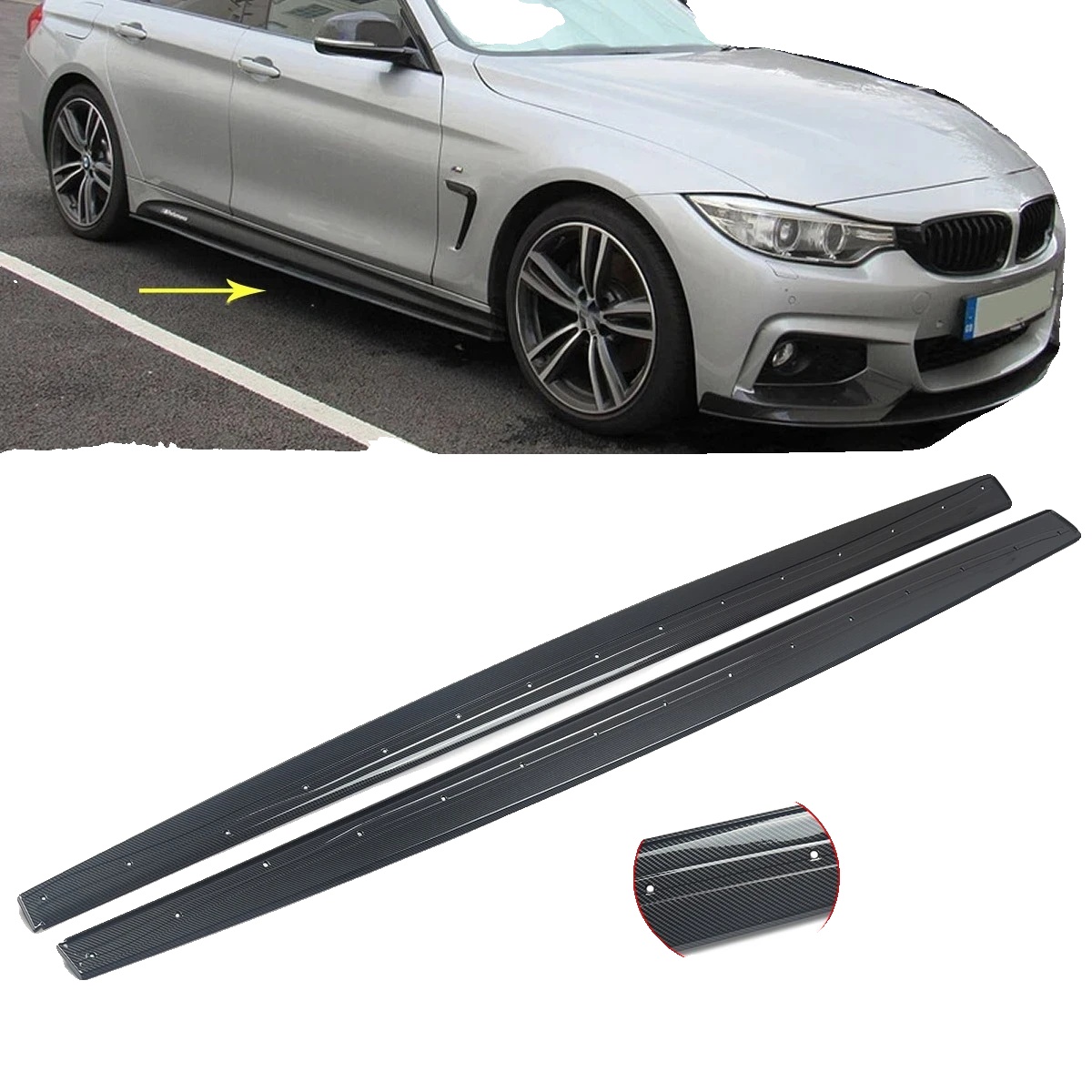 Seitenverkleidung Splitter Erweiterung, Abs-kunststoff, 210,00 X 16,00 X 10,00 Cm, Passend Für Luxus-coupé 4er Serie 2014-2020, 2,76 Kg,