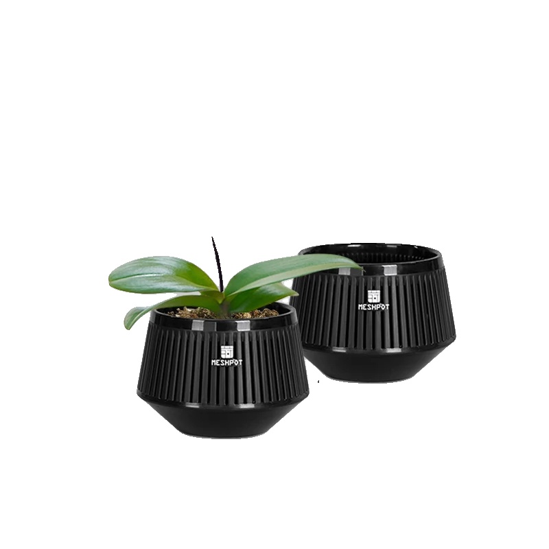 Orchideen-topf, Luftschnitt-design, Moderne Ästhetik, Schwarz-2 Stk 12cm