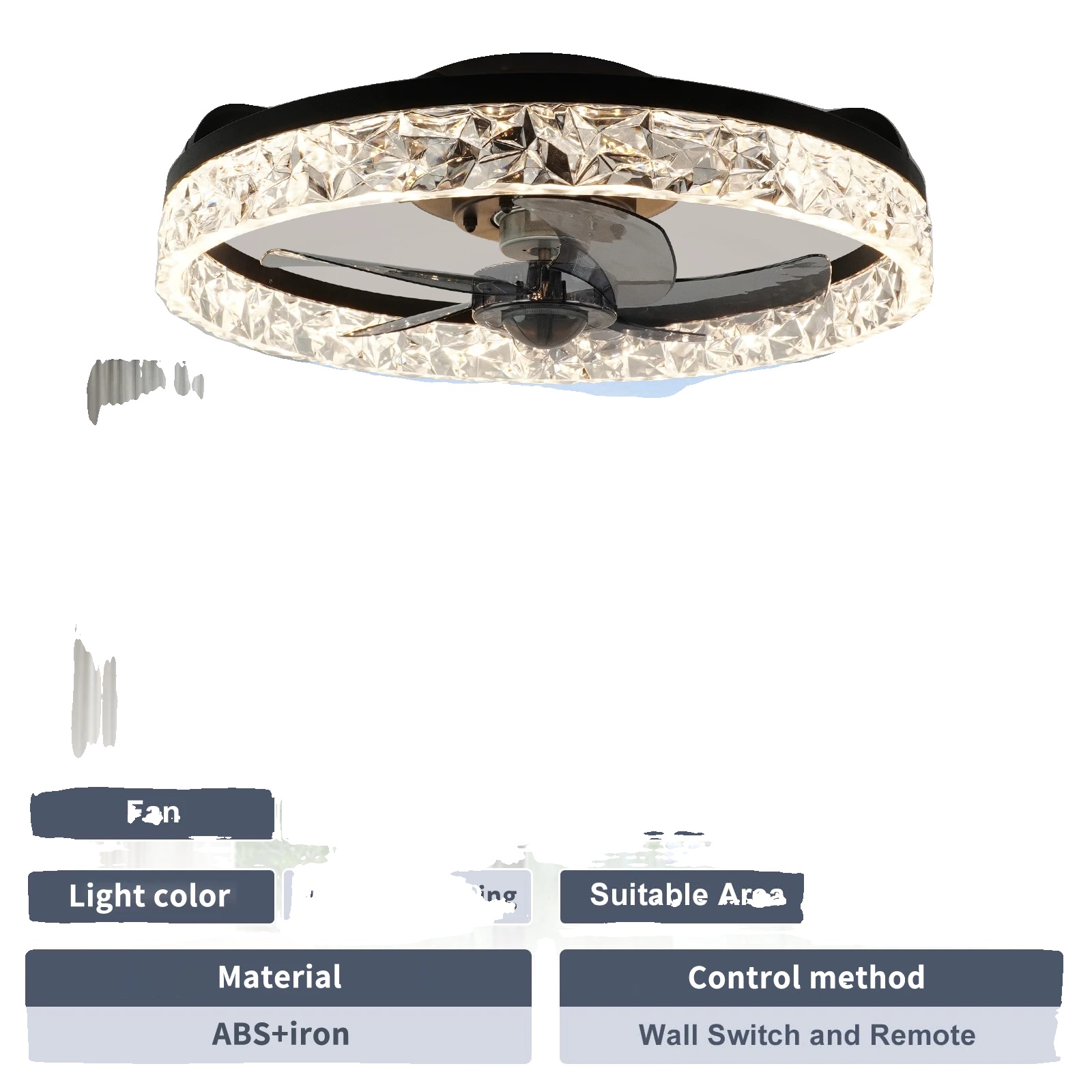 Deckenventilator, Fernbedienung, Dimmbares Licht, Schwarz