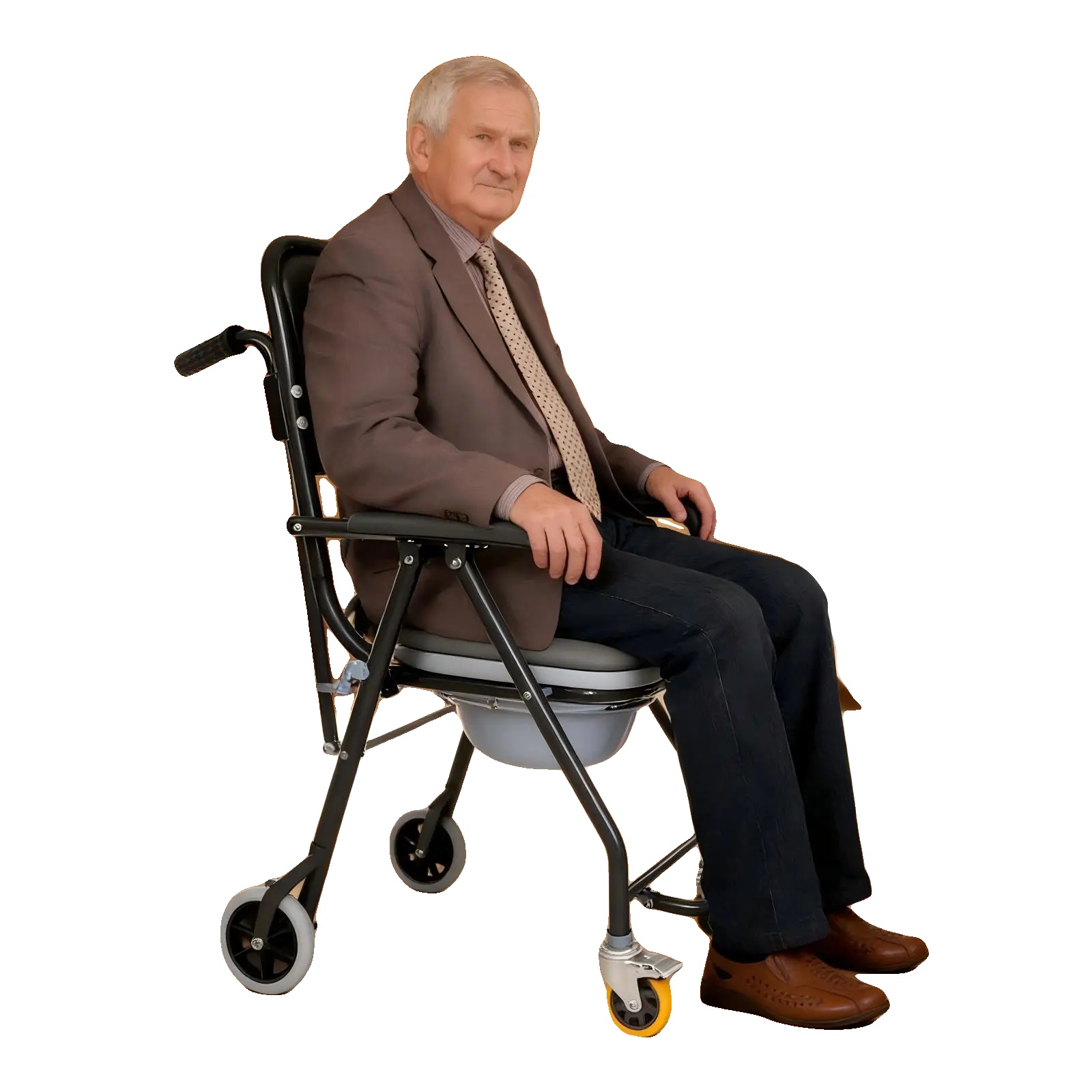 Duschkommode Rollstuhl, Tragfähigkeit 150kg, Sitzhöhe 50cm, Gesamtabmessungen 6258102cm, Kissenmaß 5347cm, Kissenticke 40mm