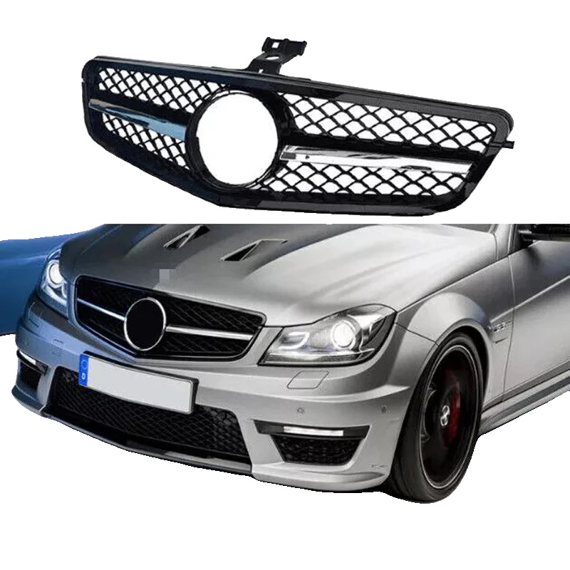 Frontstoßstangenkühlergrill, Hochwertiger Abs-kunststoff, 23,5 X 8,5 X 2 Zoll, Kompatibel Mit C-klasse W204/c204 (2007-2014), Verbesserter Luftstrom,