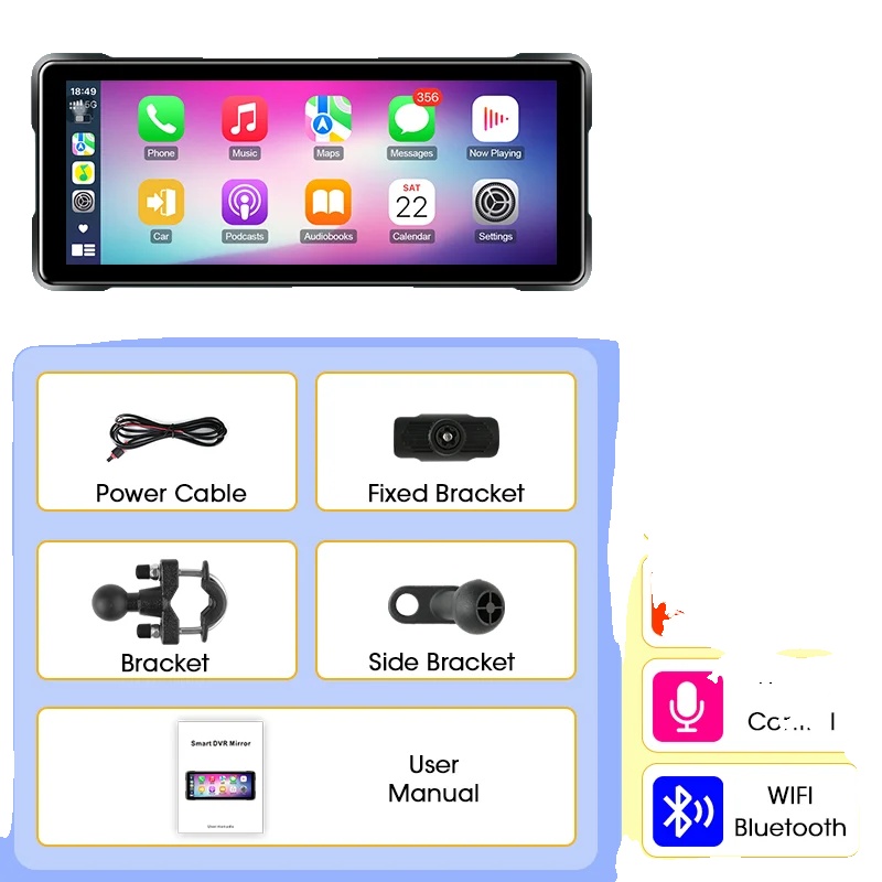 Motorradnavigation & Carplay, Wasserdichtes Design, Kabellose Konnektivität, 7 Zoll Carplay