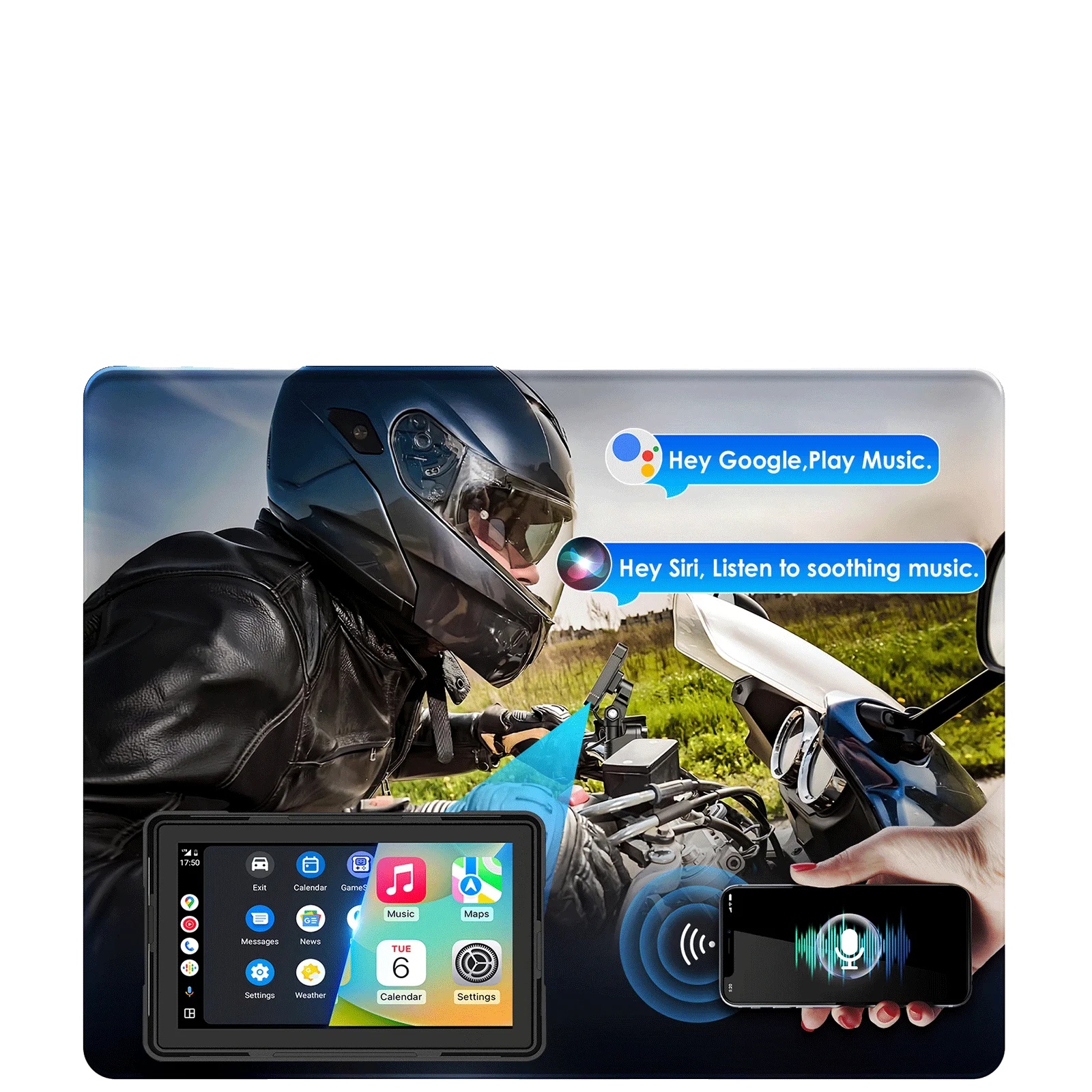 Motorrad-navigations-gps, 5 Zoll Displaygröße, Unterstützt Carplay, 128 Gb Rom, 6 Gb Ram, 50w X 4 Ausgangsleistung