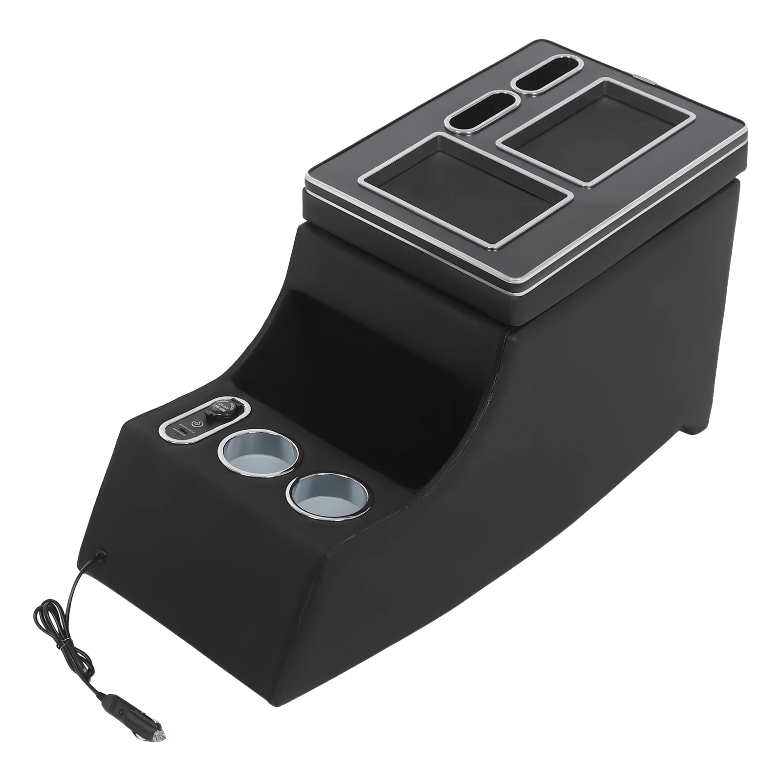 Sitzseitenorganizer, Doppellagiger Stauraum, Led-umgebungslicht, Schwarz