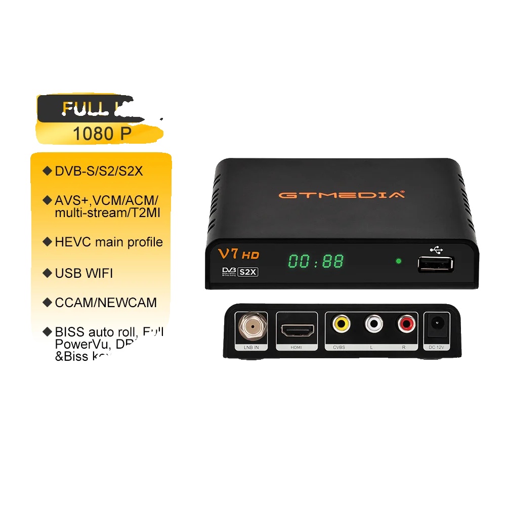Satelliten-tv-empfänger, Full Hd 1080p, Usb-wifi-unterstützung, Gtmedia V7 Hd, Eu-stecker