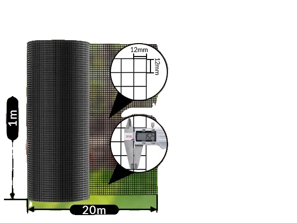 Gartenzaun, Langlebiger Verzinkter Stahl, Wetterbeständiges Pvc, 12mm-20m Schwarzer Film