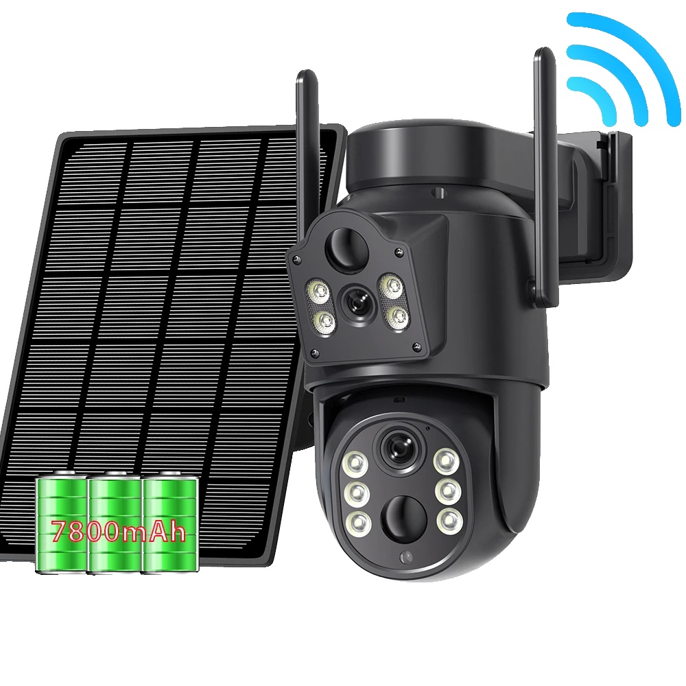 Überwachungskamera, Dual-linse, Solar Betrieben, 2pcs Kamera Ohne Karte