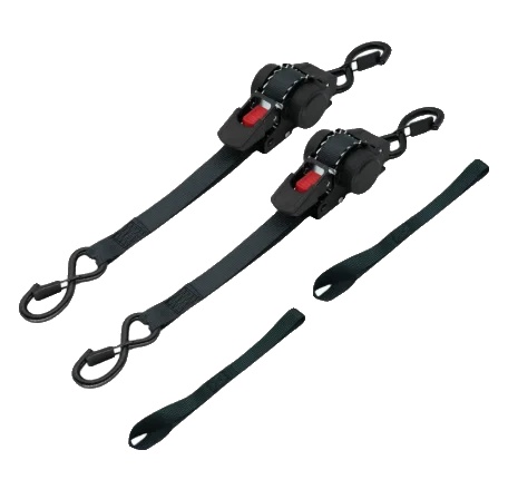 Zurrgurte, Selbstaufrollend, Robuste Ausführung, 2 Stück Schwarz
