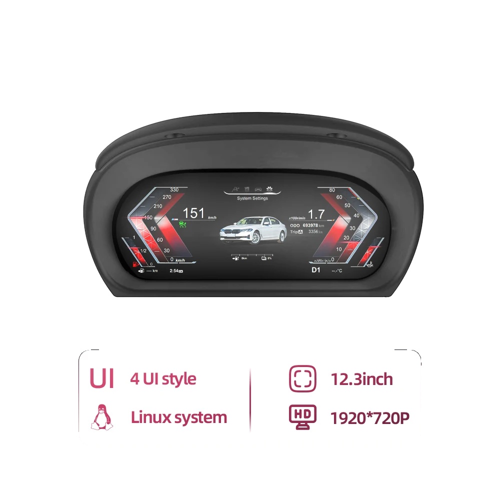 Armaturenbrett Geschwindigkeitsmesser Panel, 12,3 Zoll Lcd-display, Kompatibel Mit Luxus Limousinenmodellen, Schwarz