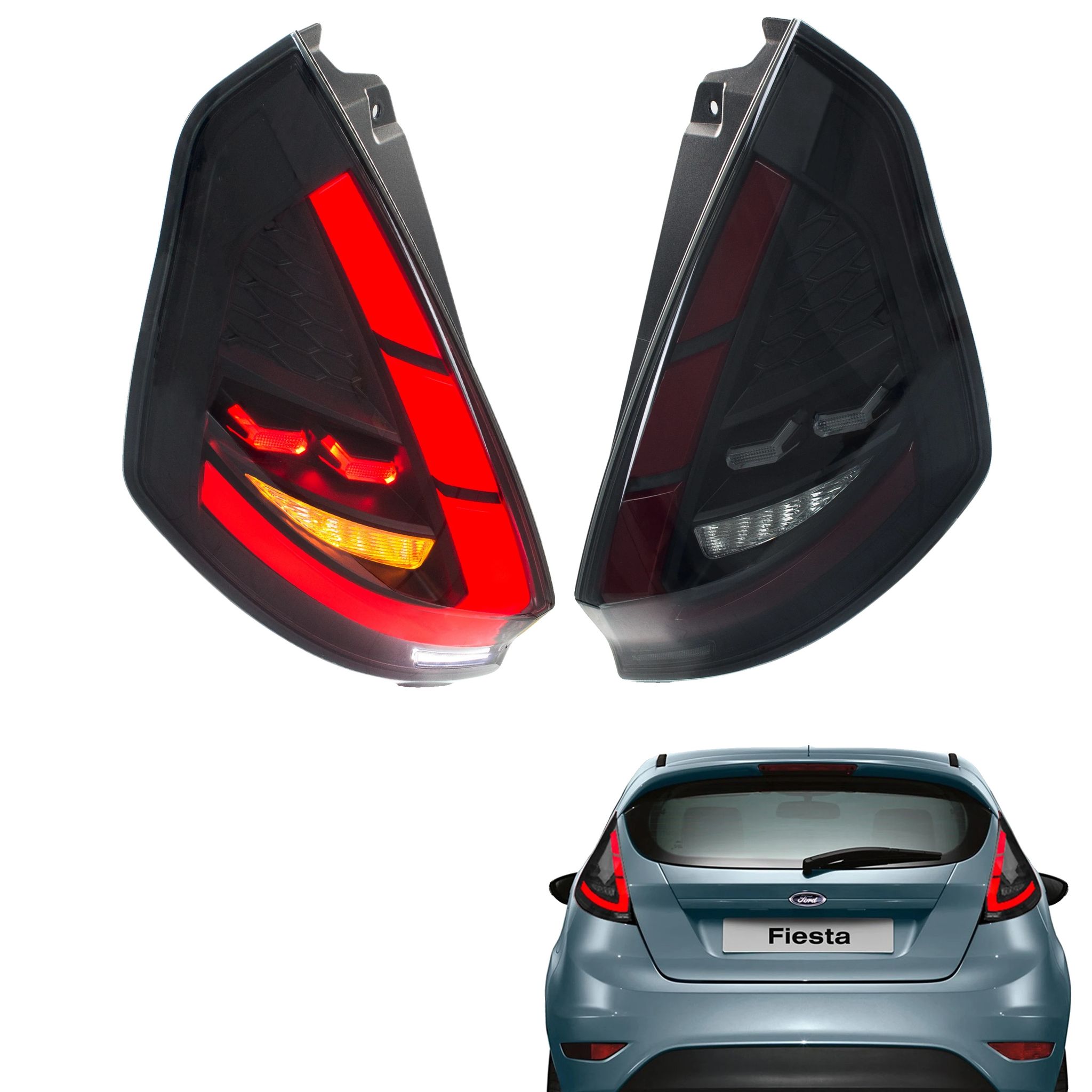 Rücklichtanbau, 35w, 12v, 3400lm, Für Fiesta Mk7 2008-2019, Sequenzielle Blinker