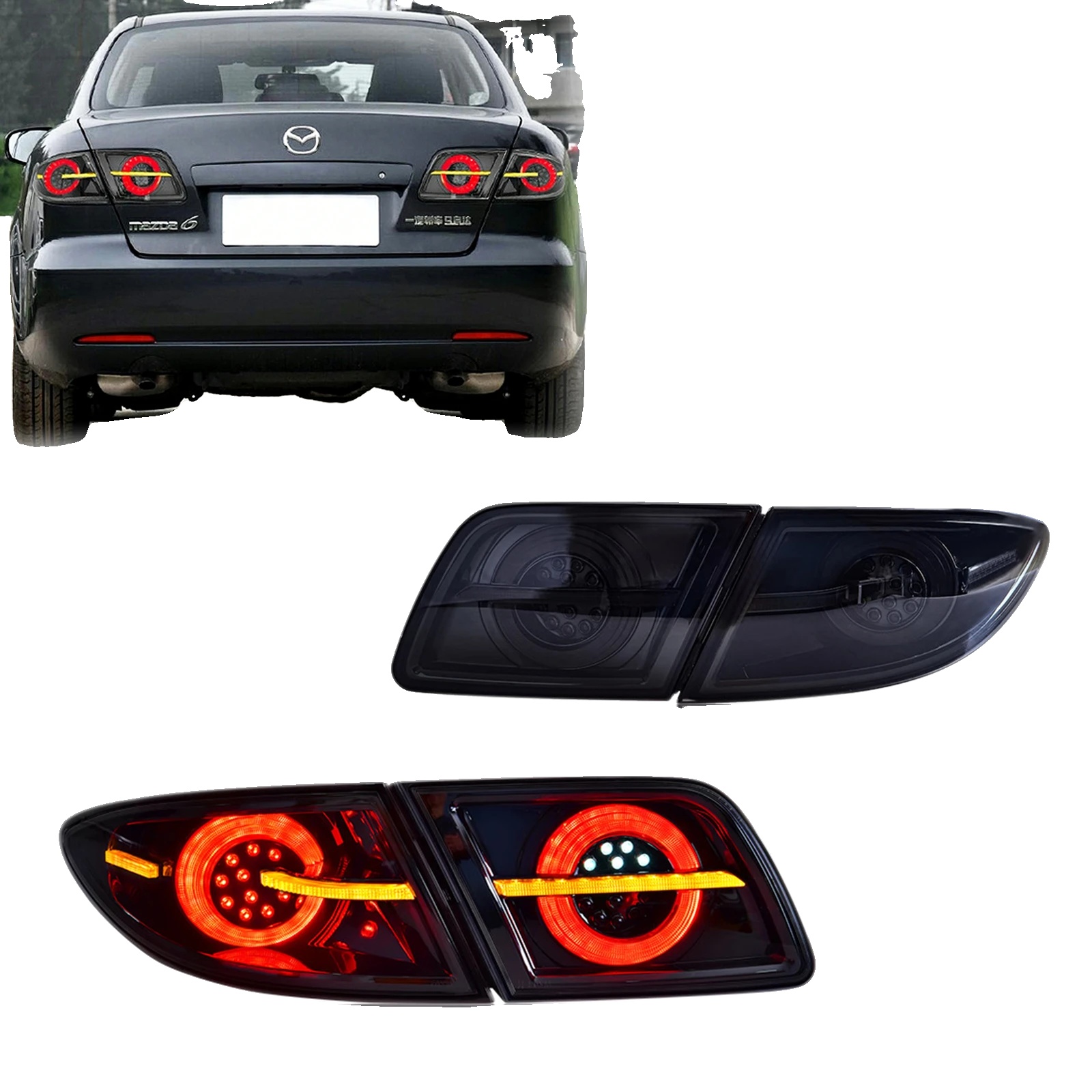 Rücklichtanbau, Abs-gehäuse, 12v Betriebs Spannung, 3400 Lumen Ausstoß, Kompatibel Mit Mazda 6 2003-2008, Sequenzielle Blinker