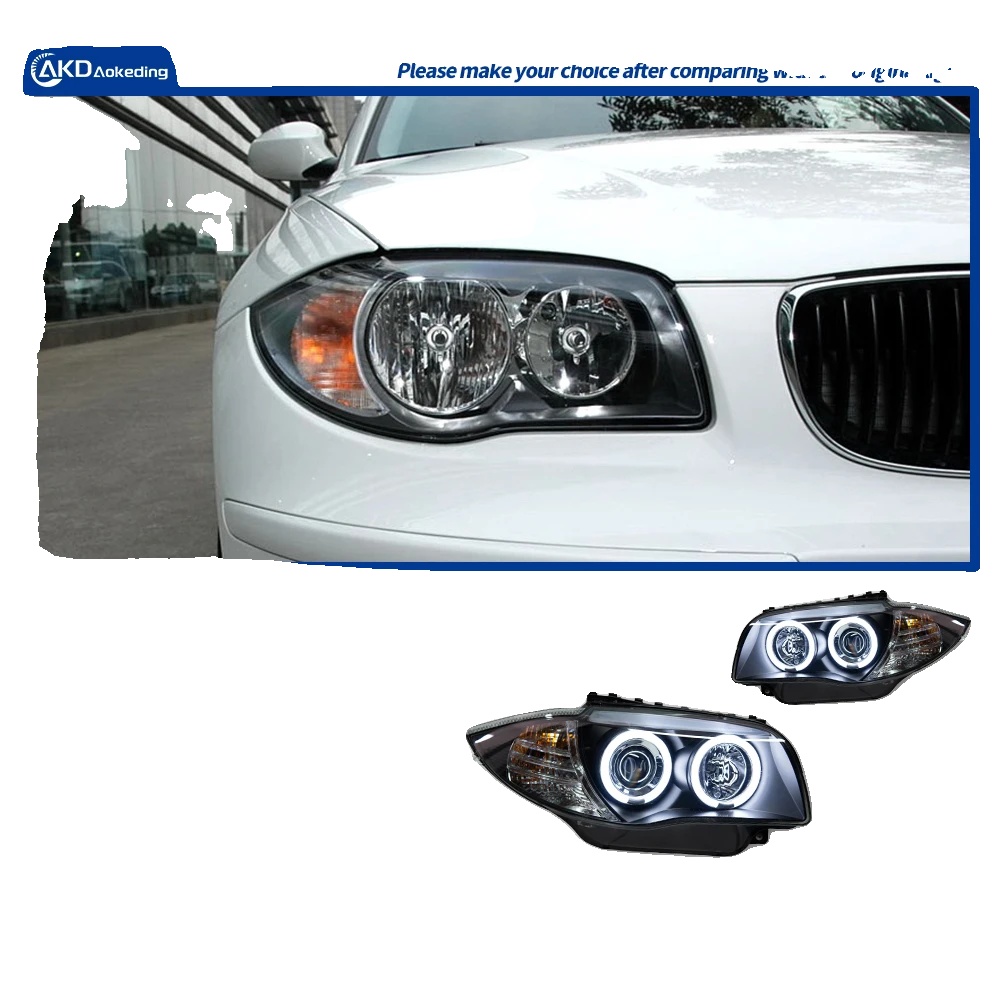 Scheinwerfereinheit, Led-technologie, Fernlicht Angel Eye Projektorlinse, Kompatibel Mit Bmw 1er Reihe E87 2004-2011, Scheinwerfer Led