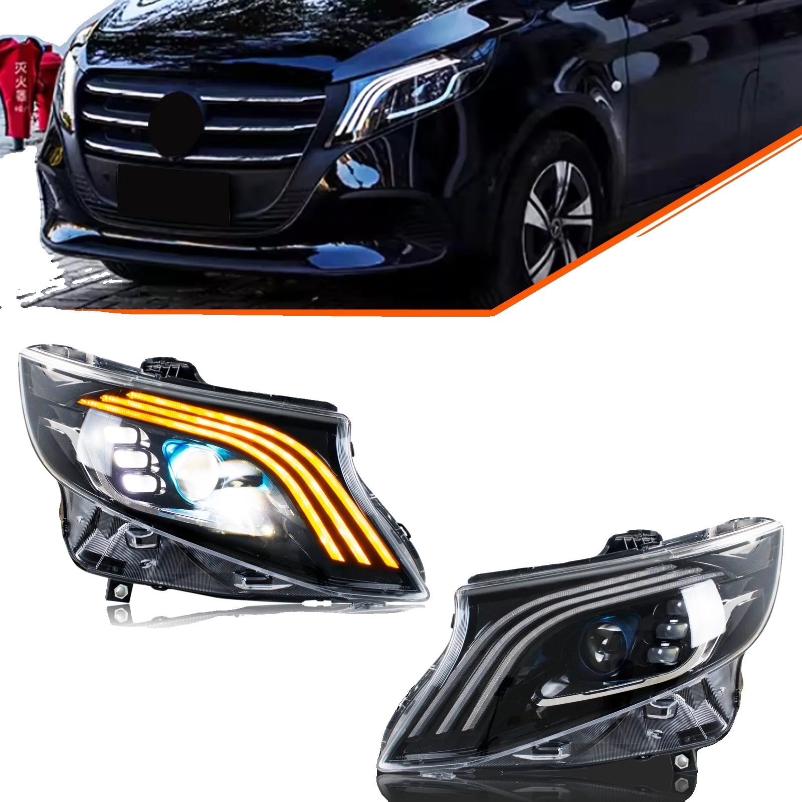 Scheinwerfer-einheit, Voll-led-technologie, Kunststoffmaterial, Kompatibel Mit Mercedes Benz Vito Metris 2016-2023, Sequenzieller Blinker