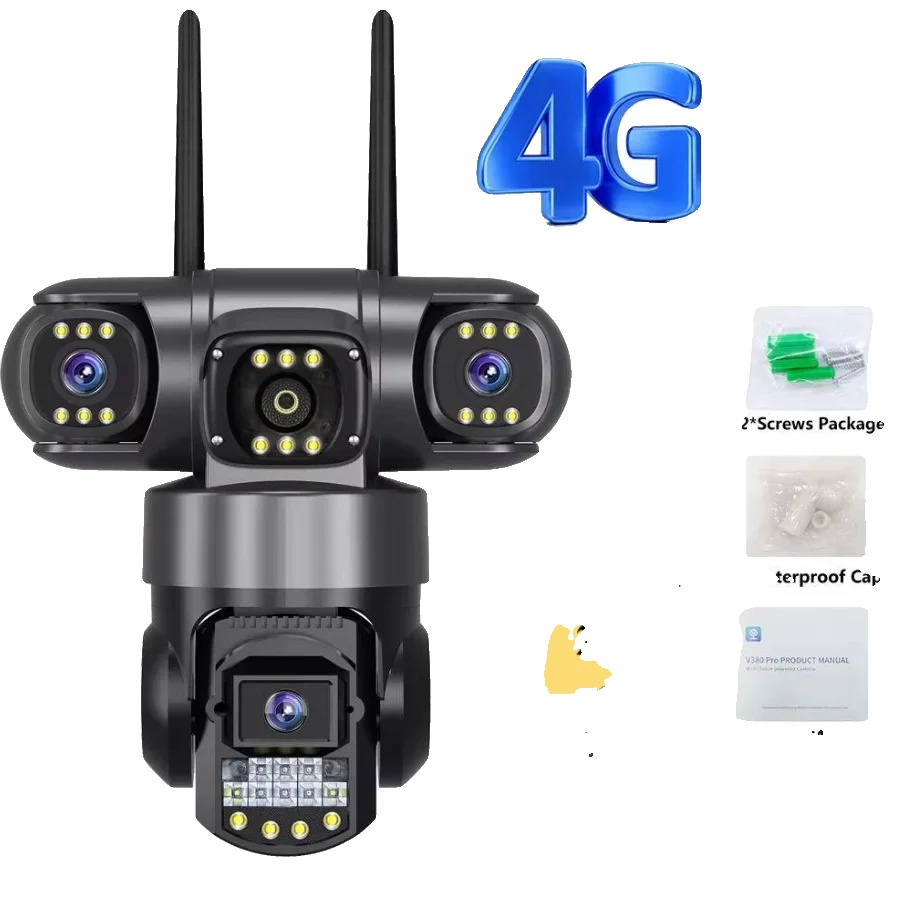 Ip-kamera, 6mp Hd-auflösung, Dreilinsen-design, 4g Fügen Sie 256gb Karte Hinzu, Eu Stecker
