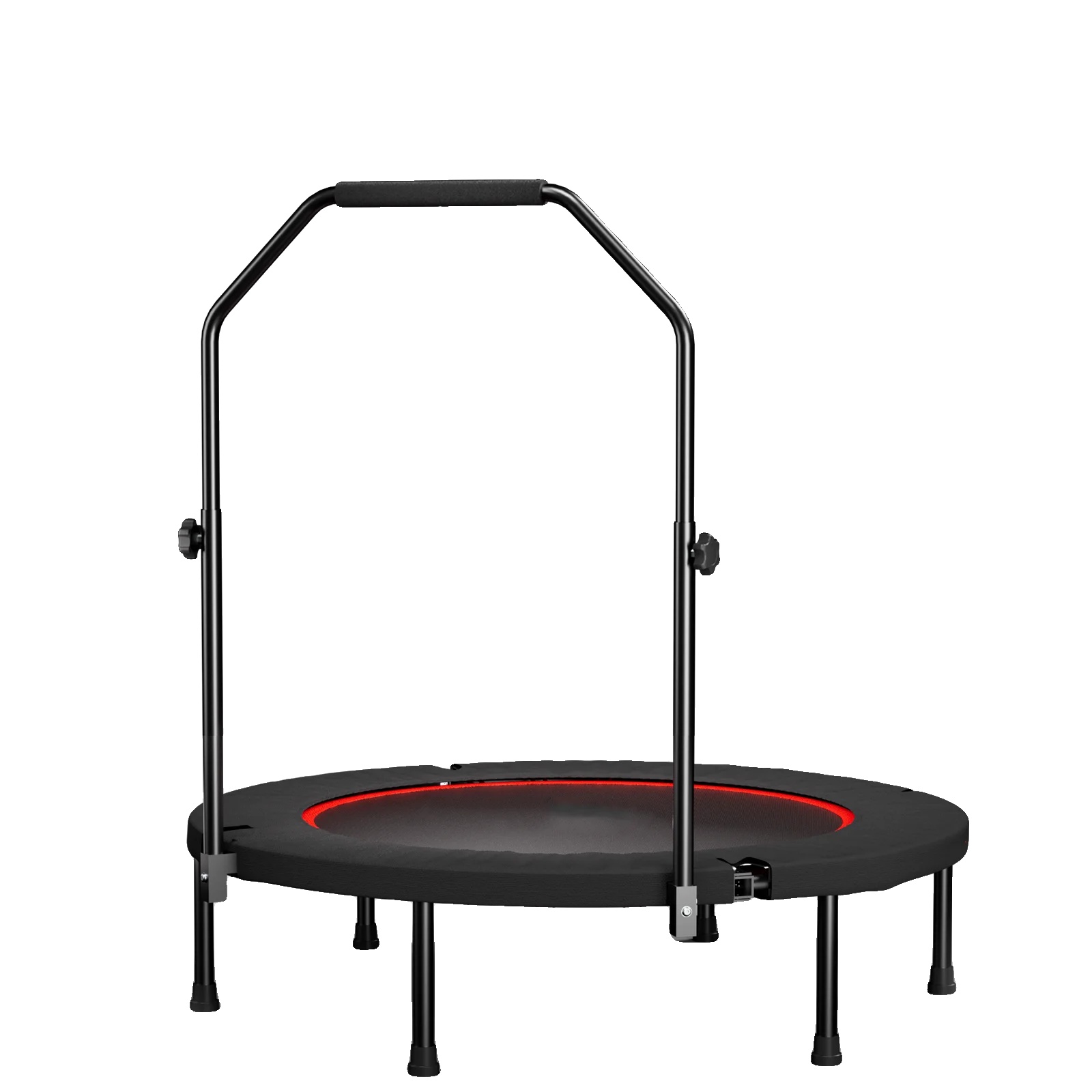 Fitness-trampolin, Verstellbare Griffe, Tragbares Design, Schwarz