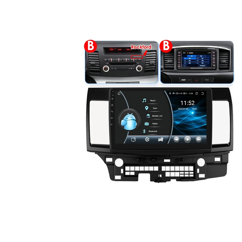 Carplay, Multimedia-wiedergabe, Touchscreen-kompatibilität, Kompatibel Mit Mitsubishi Lancer 10 Cy 2007-2012, W1 (2gb 32gb)-b