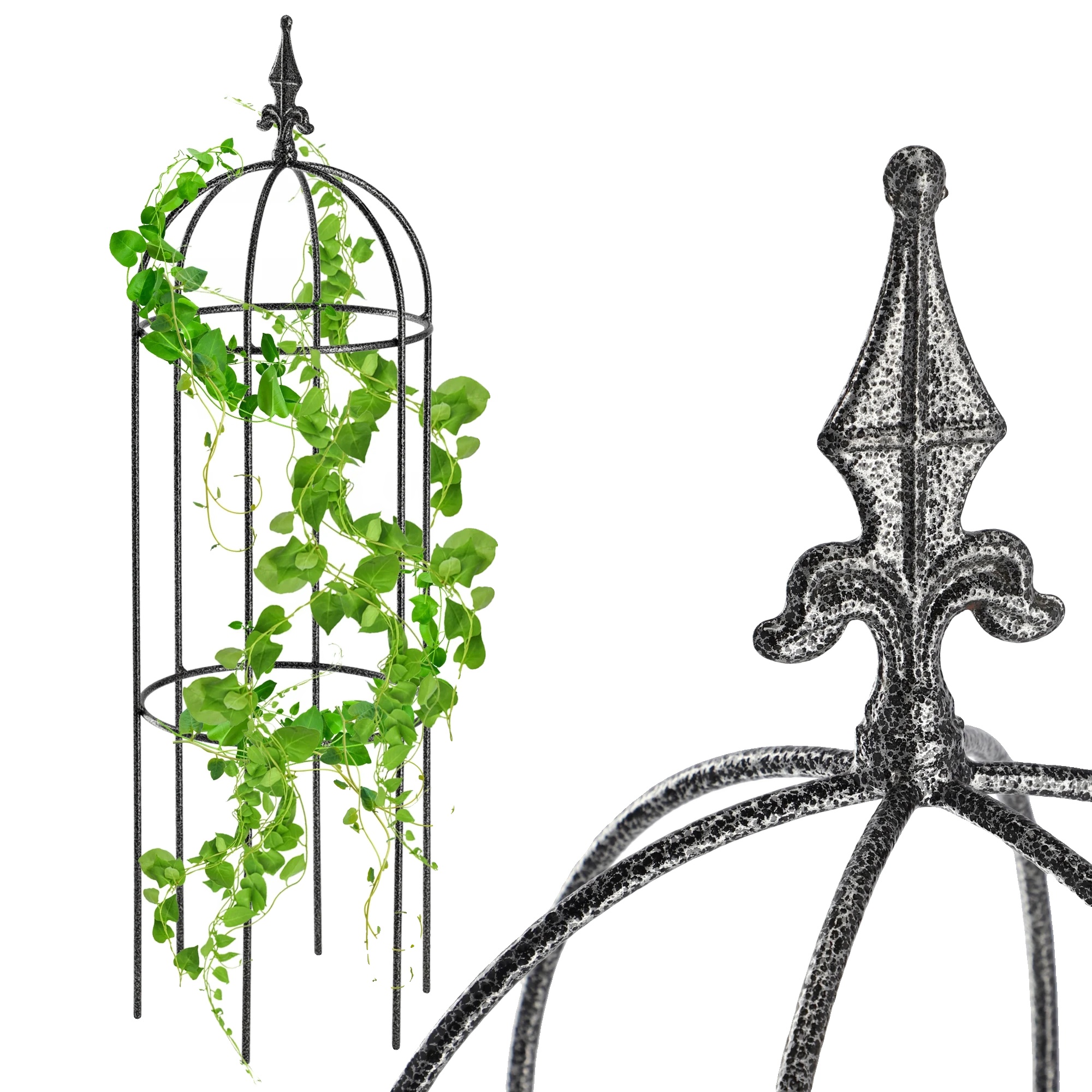 Pergola Gartenstütze, Langlebige Metallkonstruktion, Dekorative Pflanzenstütze, Schwarz