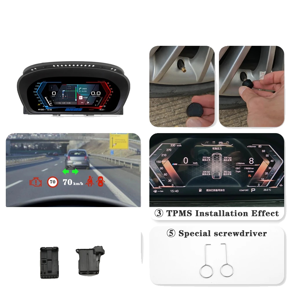 Digitaler Cluster, Wireless Carplay, Fahrzeugdiagnose, E65 Mit Carplay Tpms