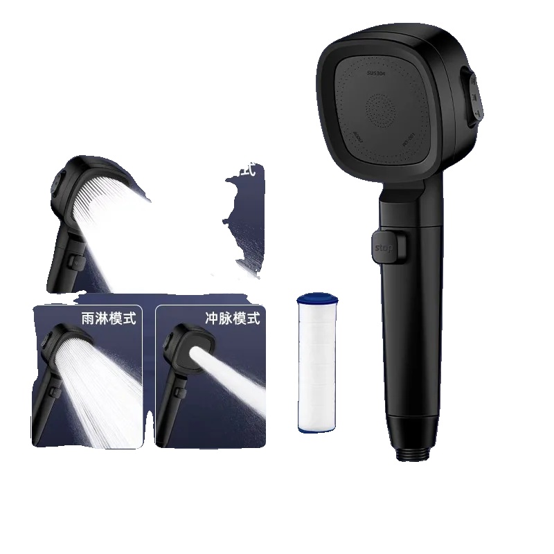 Handbrause, Hochdruck, Wassersparend, Schwarze Dusche B