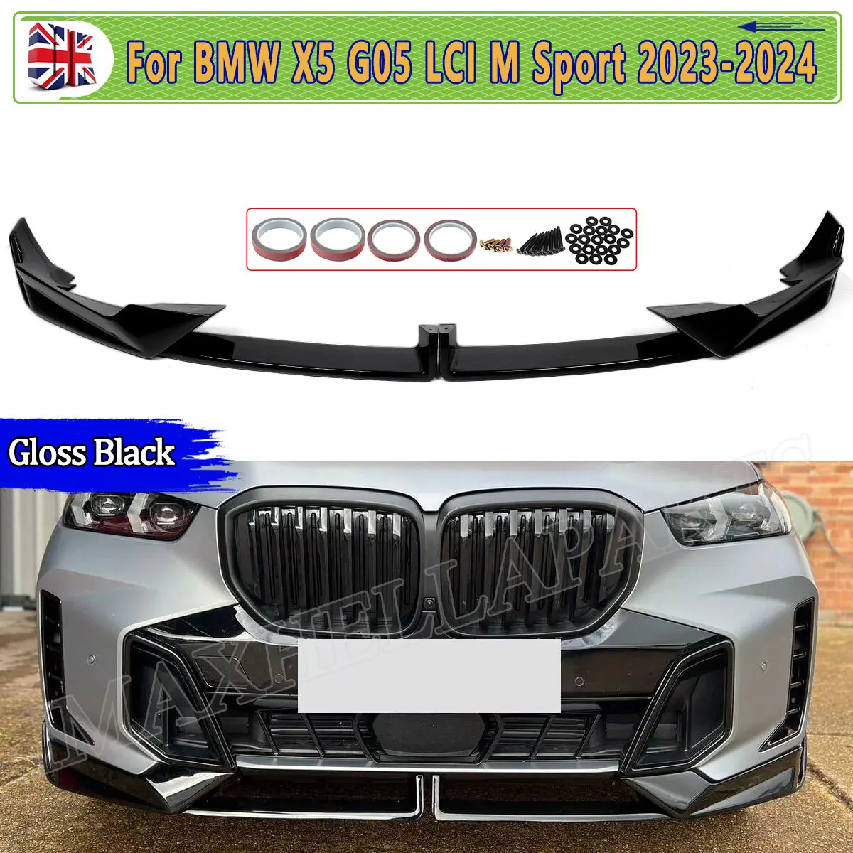 Frontlippe Spoiler, M Performance Stil, Einfache Installation, Glänzendes Schwarz