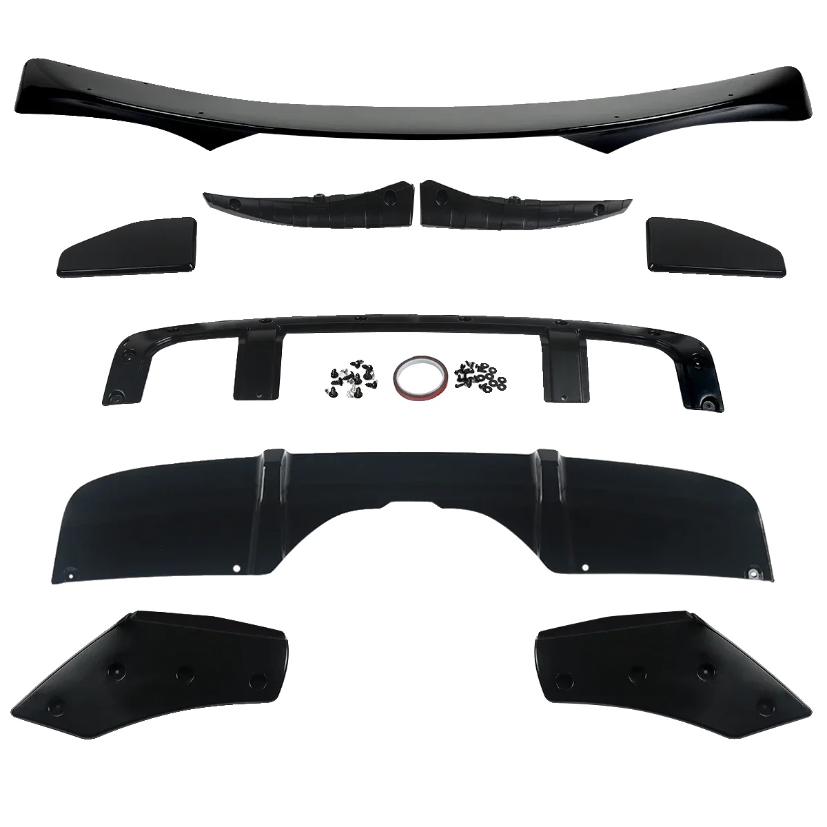 Frontsplitter & Heckdiffusor, Hochwertiger Abs-kunststoff, Sportliches Design, Glänzend Schwarz