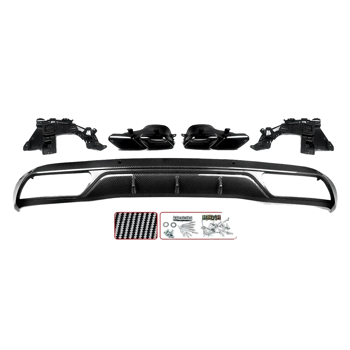 Heckdiffusor, Kompatibel Mit Mercedes-benz W205, Auspuffendrohre Enthalten, Karbonfaser-look