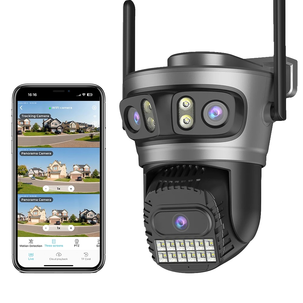 Sicherheitskamera, 10-facher Digitalzoom, Dual-band-wlan, 3-objektiv 5x Zoom, Eu-stecker-b