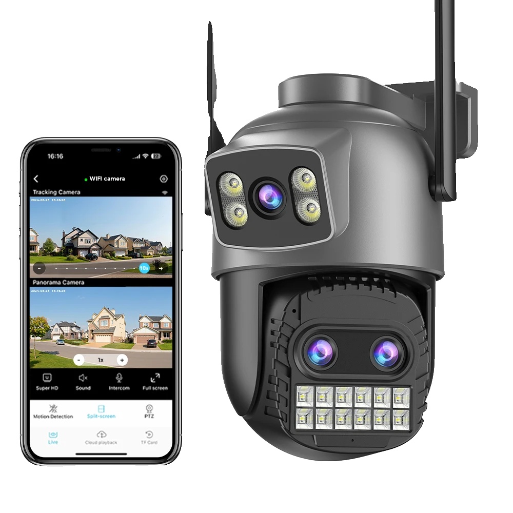 Sicherheitskamera, 10-facher Digitalzoom, Dual-band-wlan, 3-objektiv 10x Zoom, Eu-stecker-c