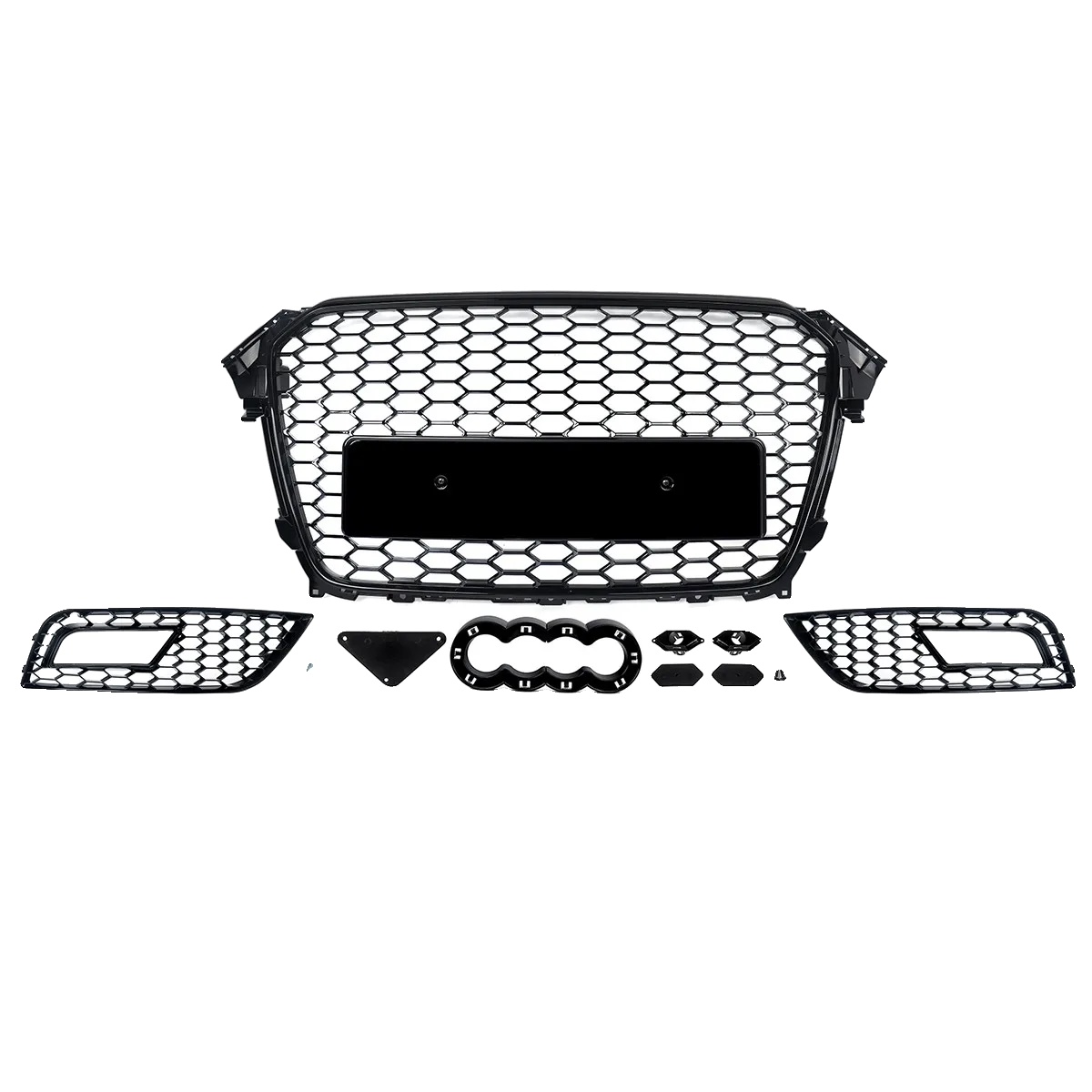 Frontstoßstangen-grill, Langlebiges Kunststoffmaterial, Kompatibel Mit Audi A4 B8.5, Glänzendes Schwarz