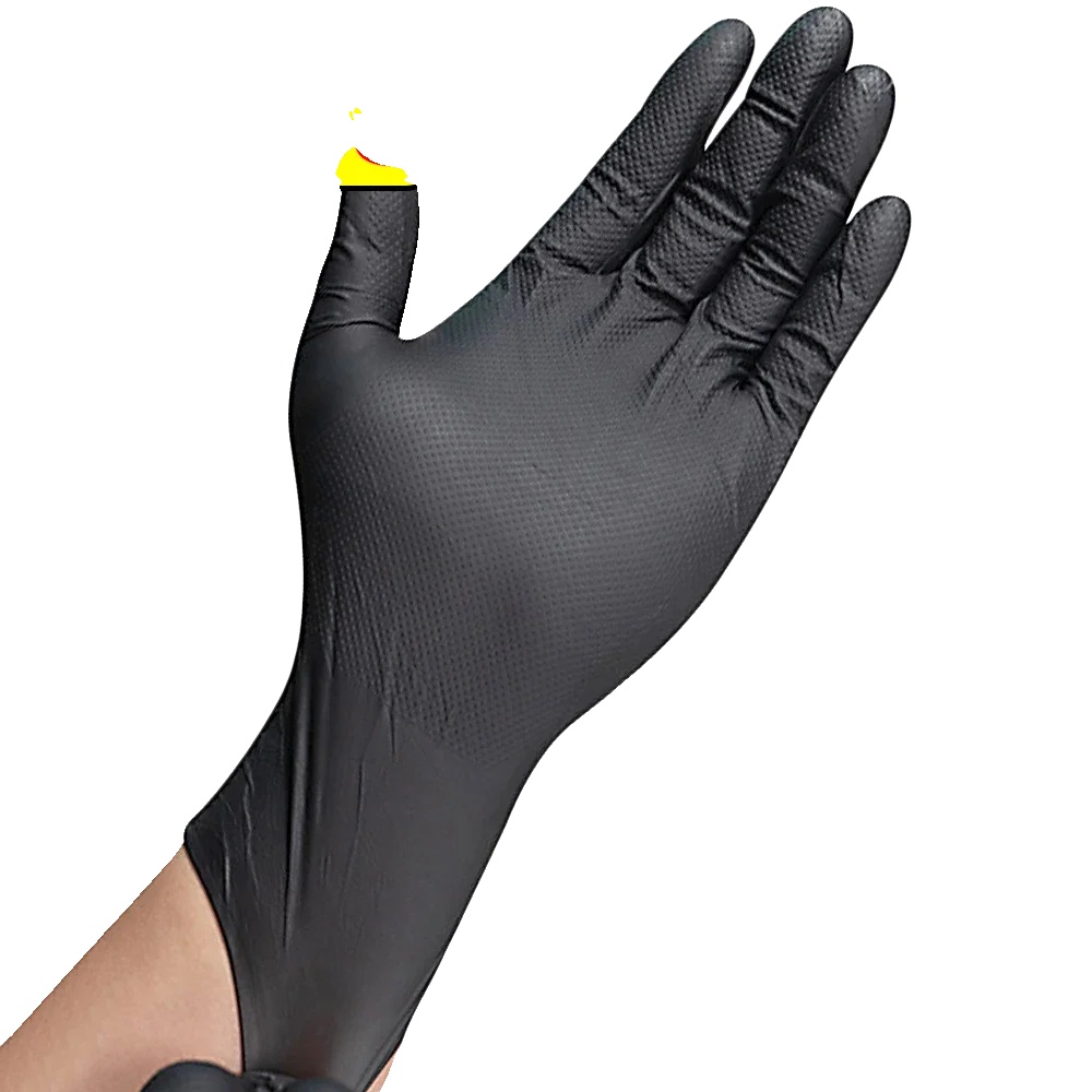 Einweg-nitrilhandschuhe, Strukturierte Grifffläche, Robuster Schutz, L-a, Schwarz- 30stück-a