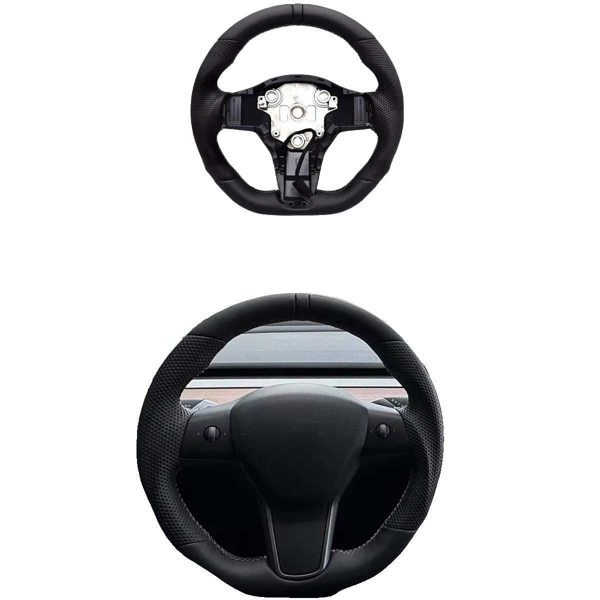 Heizbares Lenkrad, Kompatibel Mit Tesla-modellen, Langlebiges Pu-leder, Typ 2