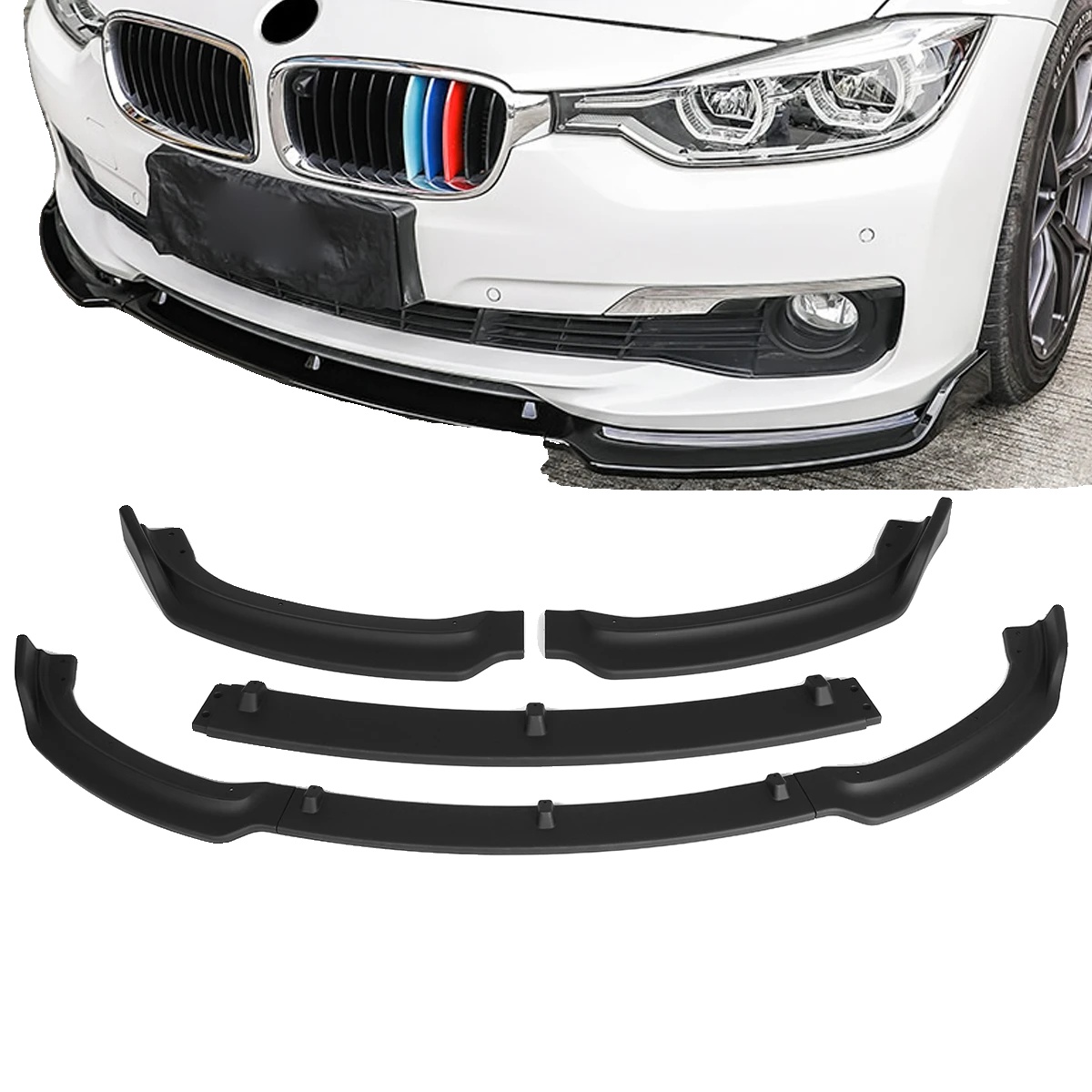Frontstoßstangenlippe-kit, Hochwertiger Abs-kunststoff, Glänzende Schwarze Farbe, Kompatibilität Für 3er Serie F30 F35 (2016-2019), Direkter