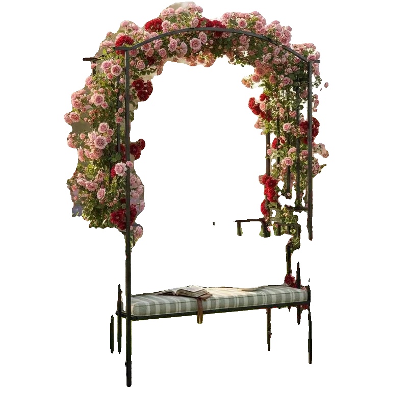 Pergola, Gartenbank, Eisenkonstruktion, Schwarz