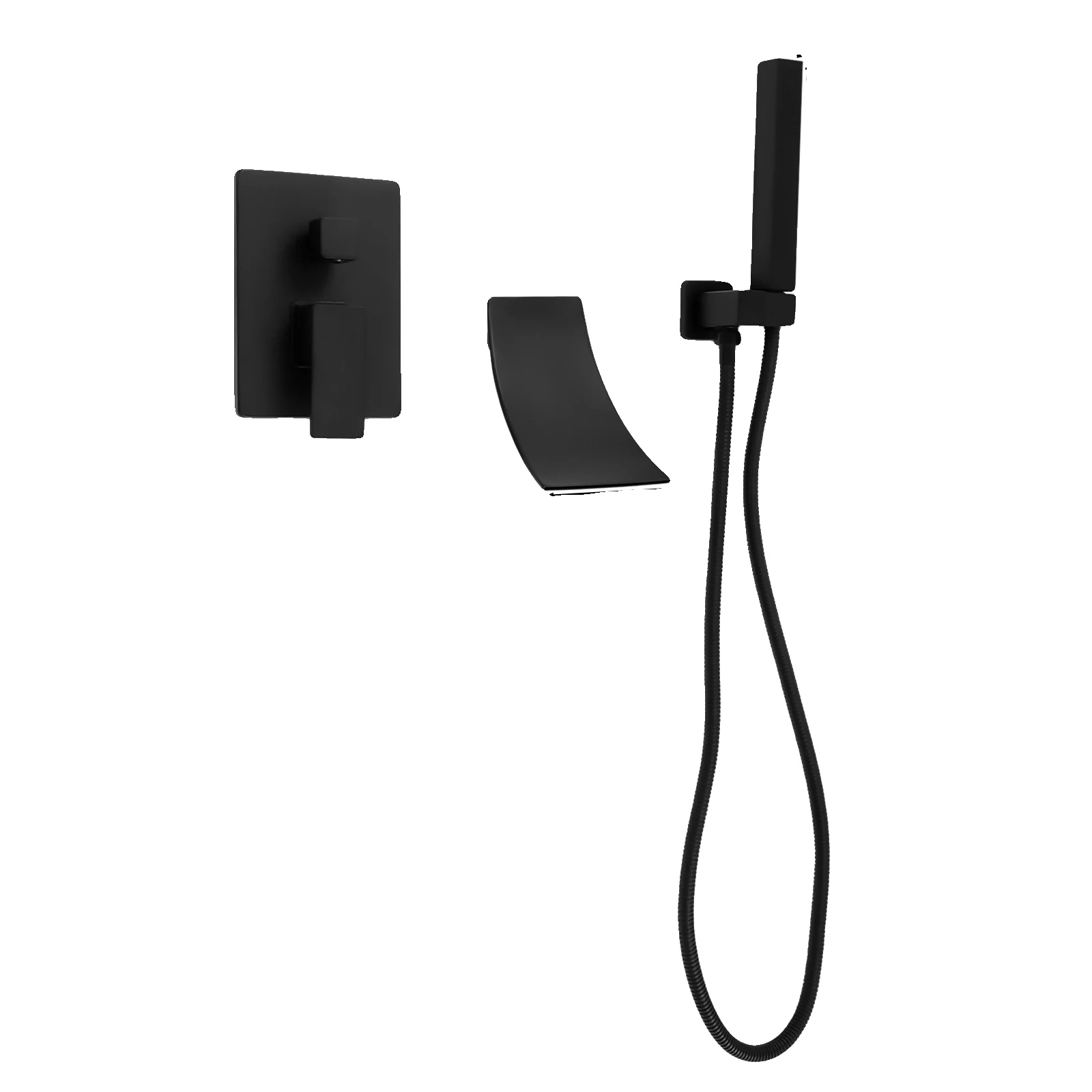 Duschset, Modernes Wandmontage, Wassersparendes Design, Schwarz