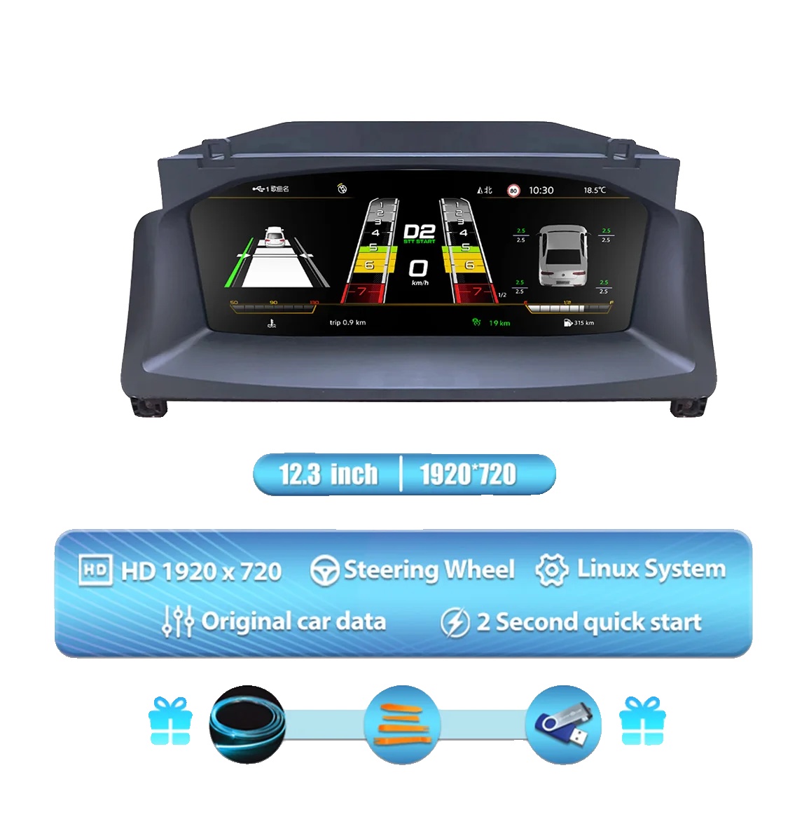Digitales Dashboard, 12,3 Zoll Hd-bildschirm, Multimode-anzeigemöglichkeiten, Für Vw T6 16-22