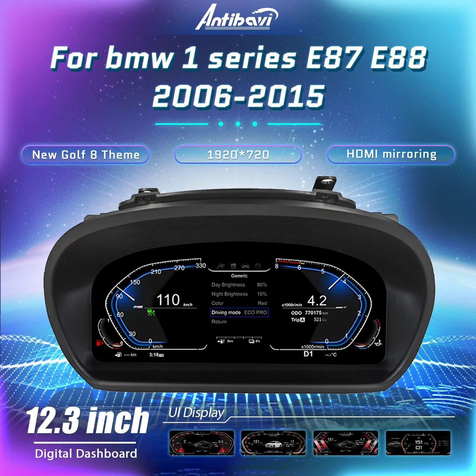 Digitales Dashboard, 11 Zoll Display, Kompatibel Mit Luxus-kompaktwagen, Schwarz