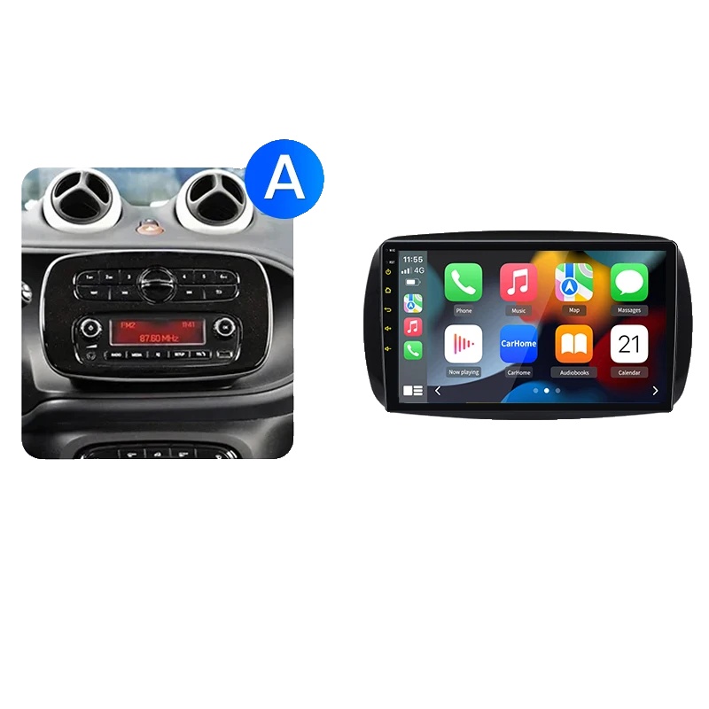 Carplay, Touchscreen, Multimedia-player, Kompatibel Mit Mercedes Smart Fortwo 453 2014-2020 Gps-navigation, V1 (2gb 32gb) 9 Zoll A, Keine-d