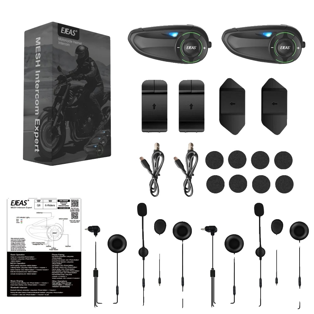Helm-headset, Bluetooth-konnektivität, Wasserdichtes Design, 2pcs Q8