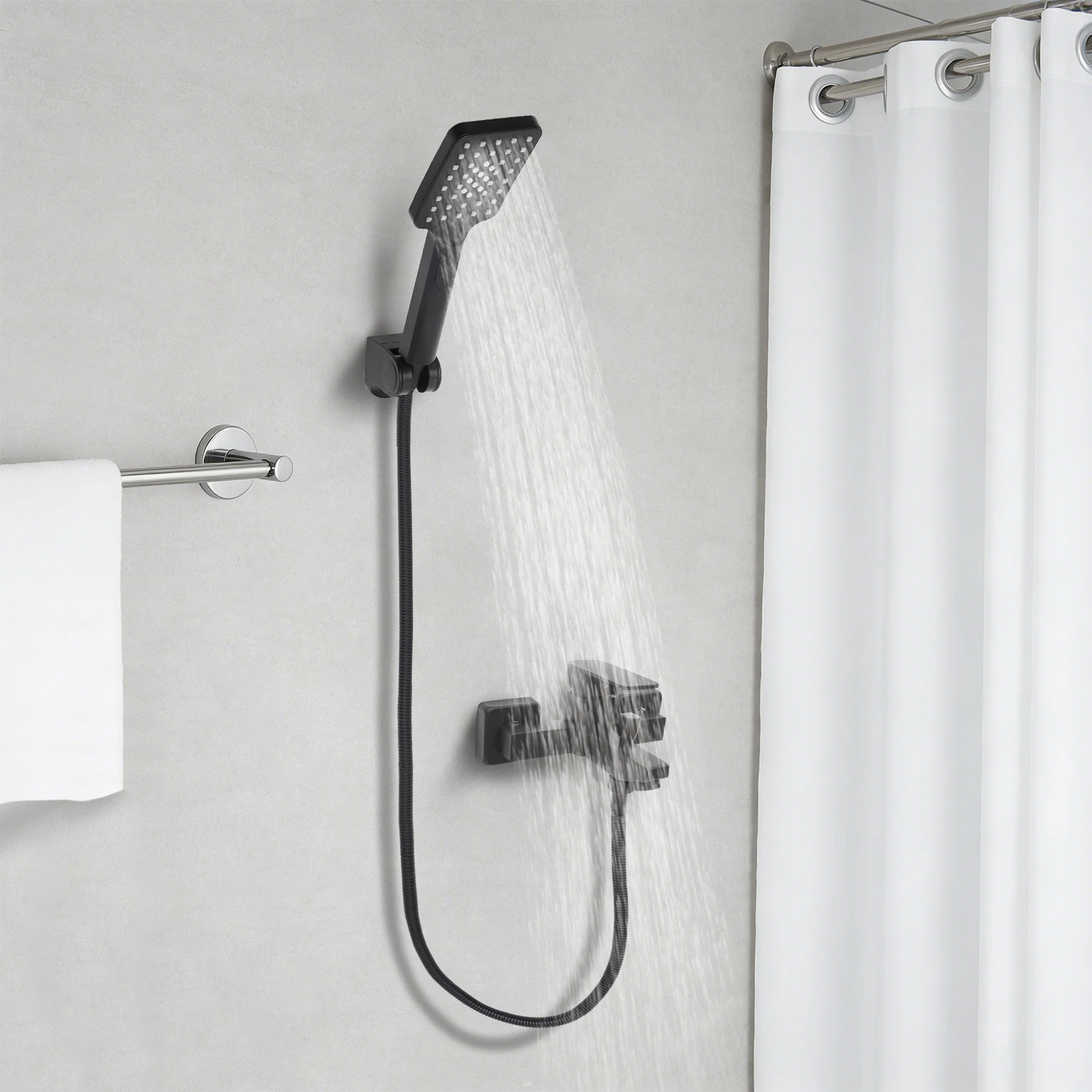 Badewannenarmatur, Handbrause, Wandmontage-design, Schwarz