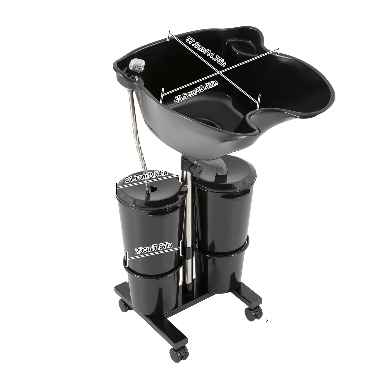 Friseursalon Haarshampoo-basin, Tragbares Design, Höhenverstellbar, Schwarz