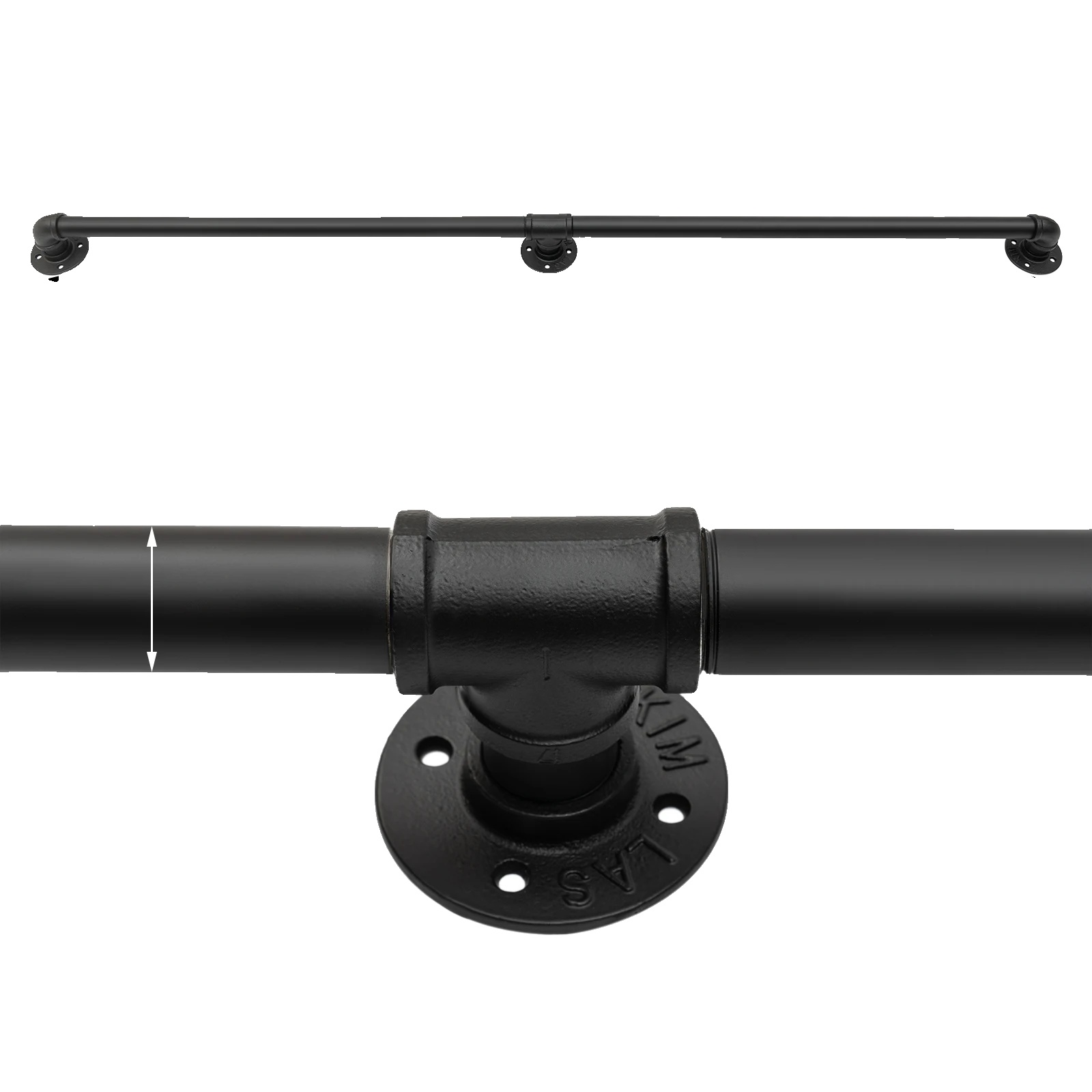 Handlaufrohre, Wandmontage, Modernes Design, Schwarz