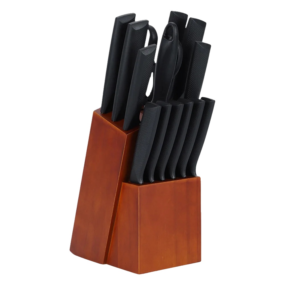 Küchenmesser Set, Deutscher Edelstahl, 15-teilig, Schwarz