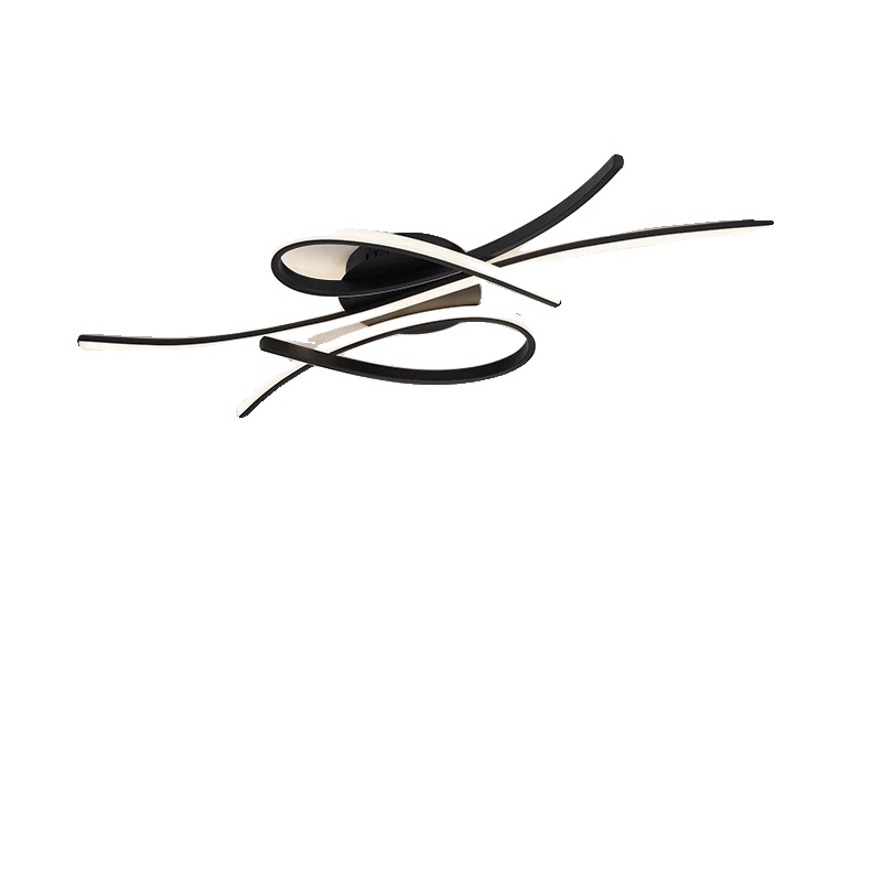 Deckenlampe, Modernes Design, Fernbedienbare Dimmung, Schwarz L100xw50cm, Dimmbar Rc Mit App