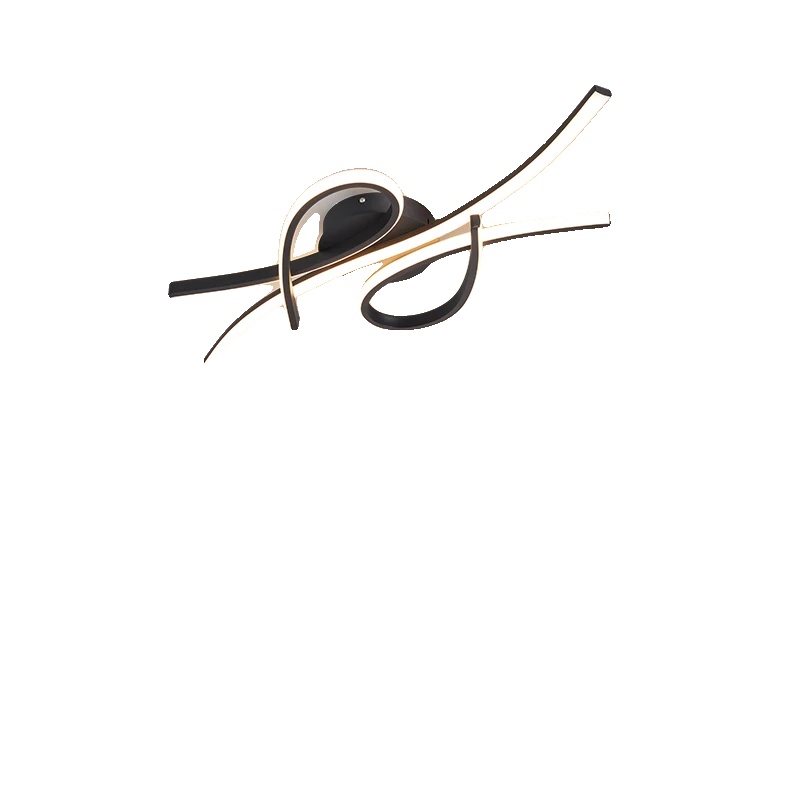 Deckenlampe, Modernes Design, Fernbedienbare Dimmung, Schwarz L80xw34cm, Dimmbar Rc Mit App
